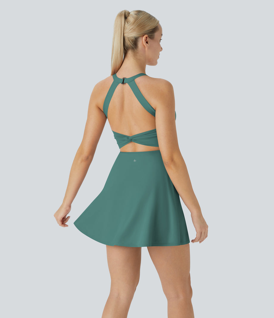 SoftlyZero™ Airy Backless Twisted Cool Touch Dance Active Dress-Easy Peezy Edition - Blue Spruce