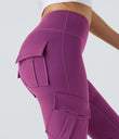 DayStretch High Waisted Cargo Pocket Skinny Yoga Leggings - Deep Orchid