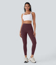 Halara UltraSculpt™ High Waisted Tummy Control Butt Lifting Ruched Pocket Shaping Yoga Leggings - Evening Red
