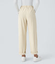 Mid Rise Zipper Pocket Corduroy Casual Pants - White Swan