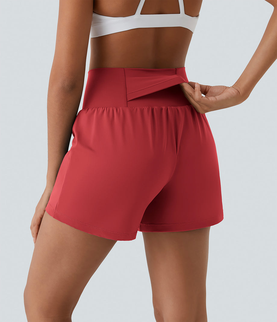 SoftlyZero™ Airy Super High Waisted 2-in-1  Cool Touch Yoga Shorts 5'' with Pockets-Longer Length - Salsa