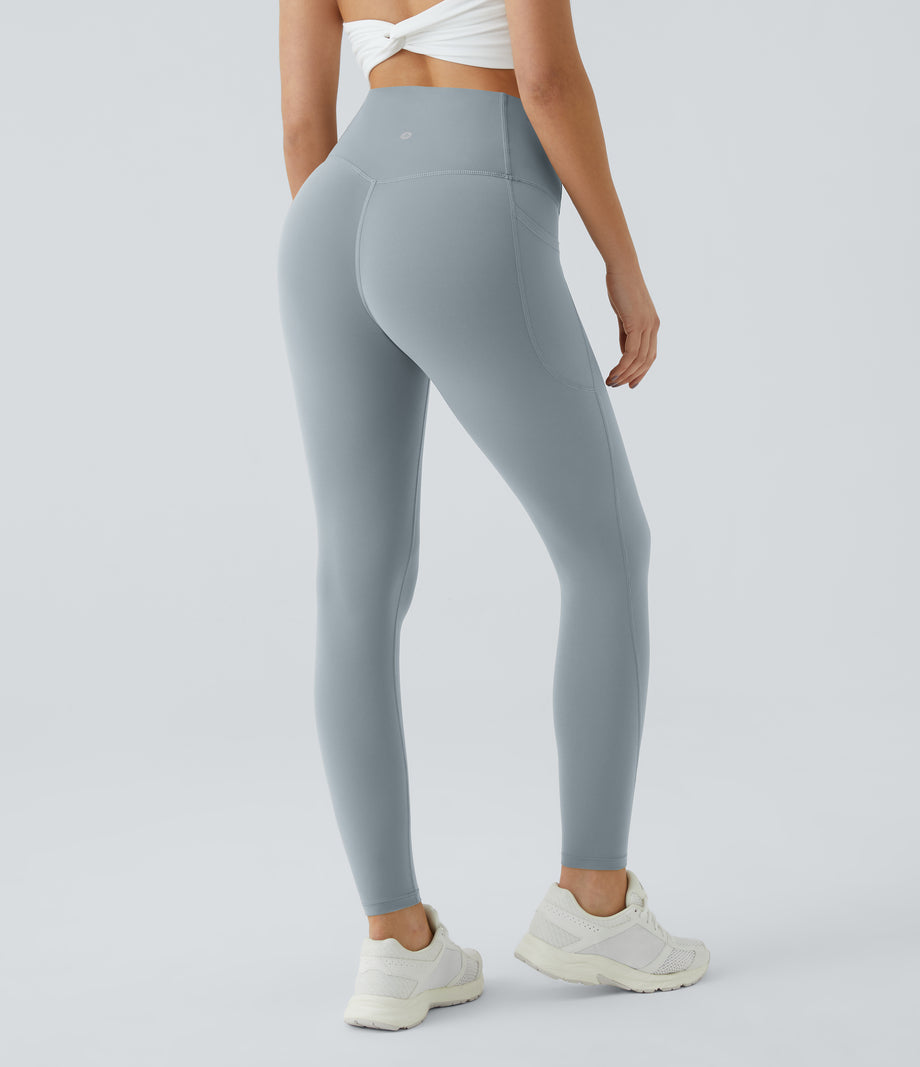 Halara UltraSculpt™ High Waisted Tummy Control Pocket Shaping Training Leggings - Blue Flower Gray