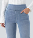 Halara Flex™ High Waisted Pockets Washed Casual Bootcut Jeans - Gray Blue Denim