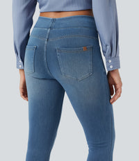 Halara Flex™ High Waisted Pockets Denim Casual Leggings - Mayan Blue Denim