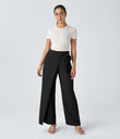 Halara Flex™ High Waisted Tie Side Wide Leg Work Pants - Black