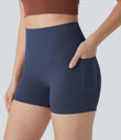 Halara UltraSculpt™ High Waisted Tummy Control Pocket Shaping Training Biker Shorts 3'' - Mood Indigo