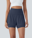 SoftlyZero™ Airy Super High Waisted 2-in-1 Cool Touch Yoga Shorts 5'' with Pockets - Mood Indigo