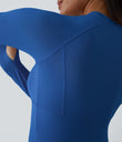 Solid Thumb Hole Yoga Sports Top - Nebulas Blue