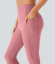 Halara UltraSculpt™ High Waisted Scrunch Butt Lifting Tummy Control Pocket Shaping Yoga Bootcut Leggings - Rose Pink