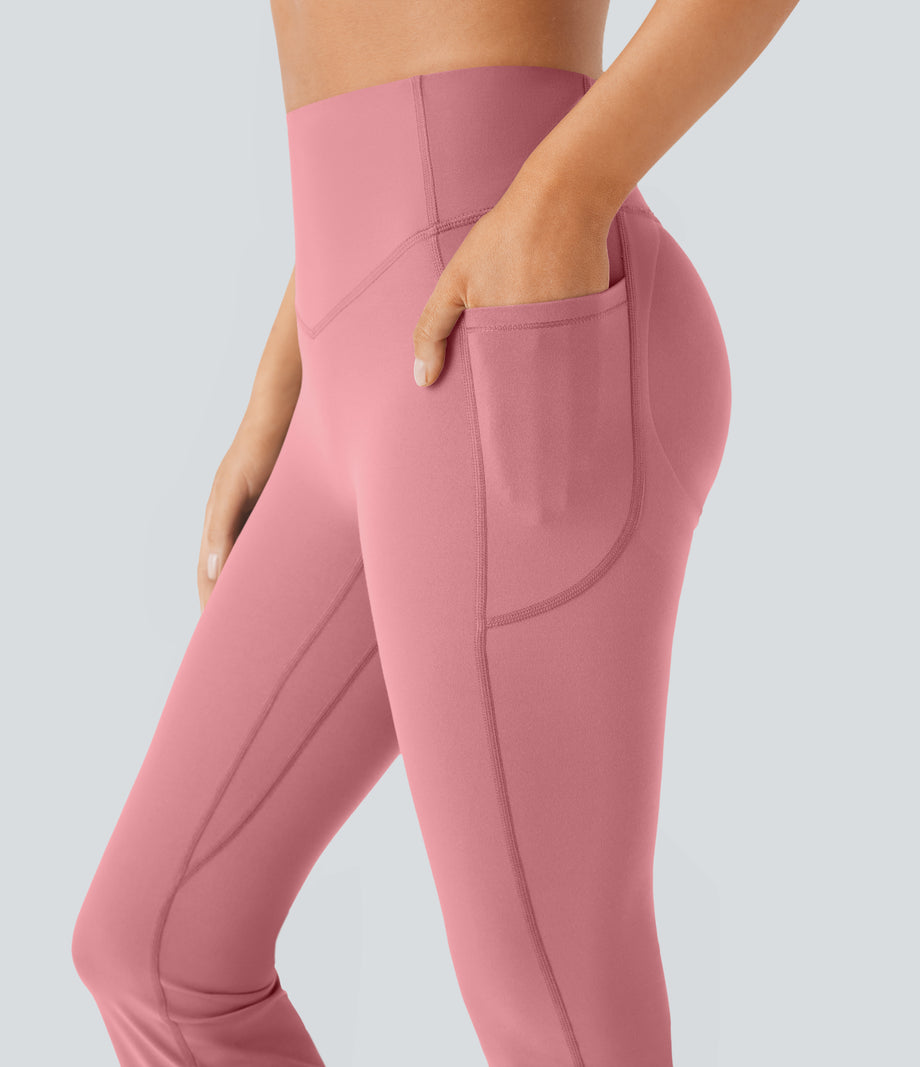 Halara UltraSculpt™ High Waisted Scrunch Butt Lifting Tummy Control Pocket Shaping Yoga Bootcut Leggings - Rose Pink
