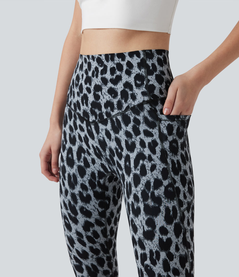 Halara UltraSculpt™ Leopard Print High Waisted Tummy Control Yoga Leggings with Pockets - Moonshadow Leopard
