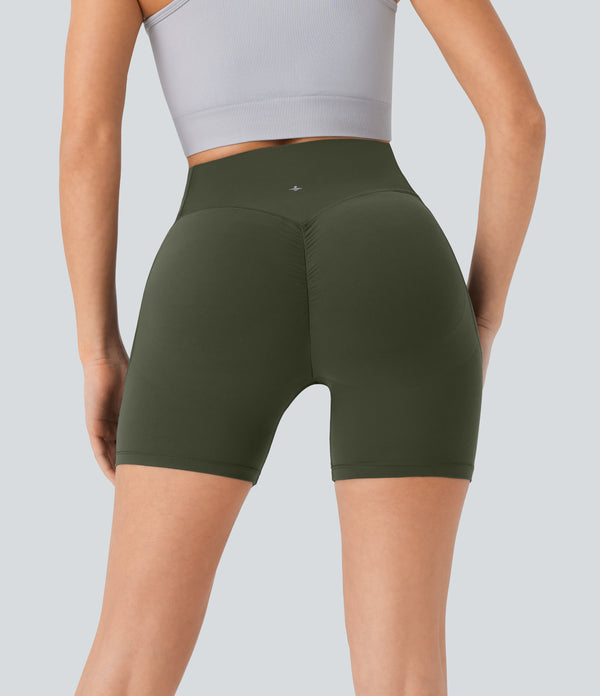 Halara UltraSculpt™ High Waisted Scrunch Butt Lifting Tummy Control Pocket Shaping Workout Biker Shorts 5'' - Deep Woodland Green