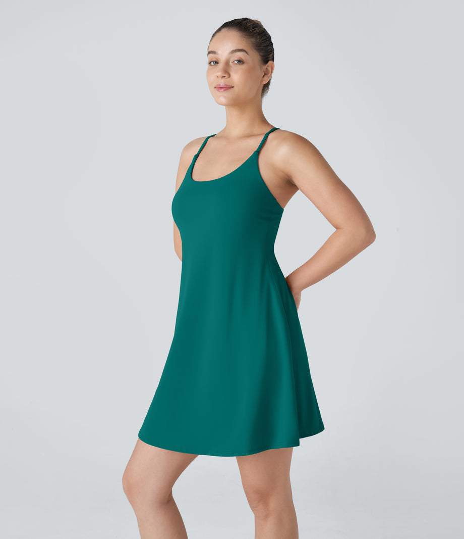 SoftlyZero™ Plush Backless Active Dress-Longer Length-Easy Peezy Edition - Quetzal Green