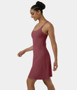 SoftlyZero™ Airy Cut Out 2-in-1 Pocket Cool Touch Longer Active Dress-UPF50+ - Cordovan