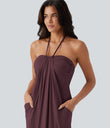 Halter Tie Back Maxi Dress with Pockets - Sassafras