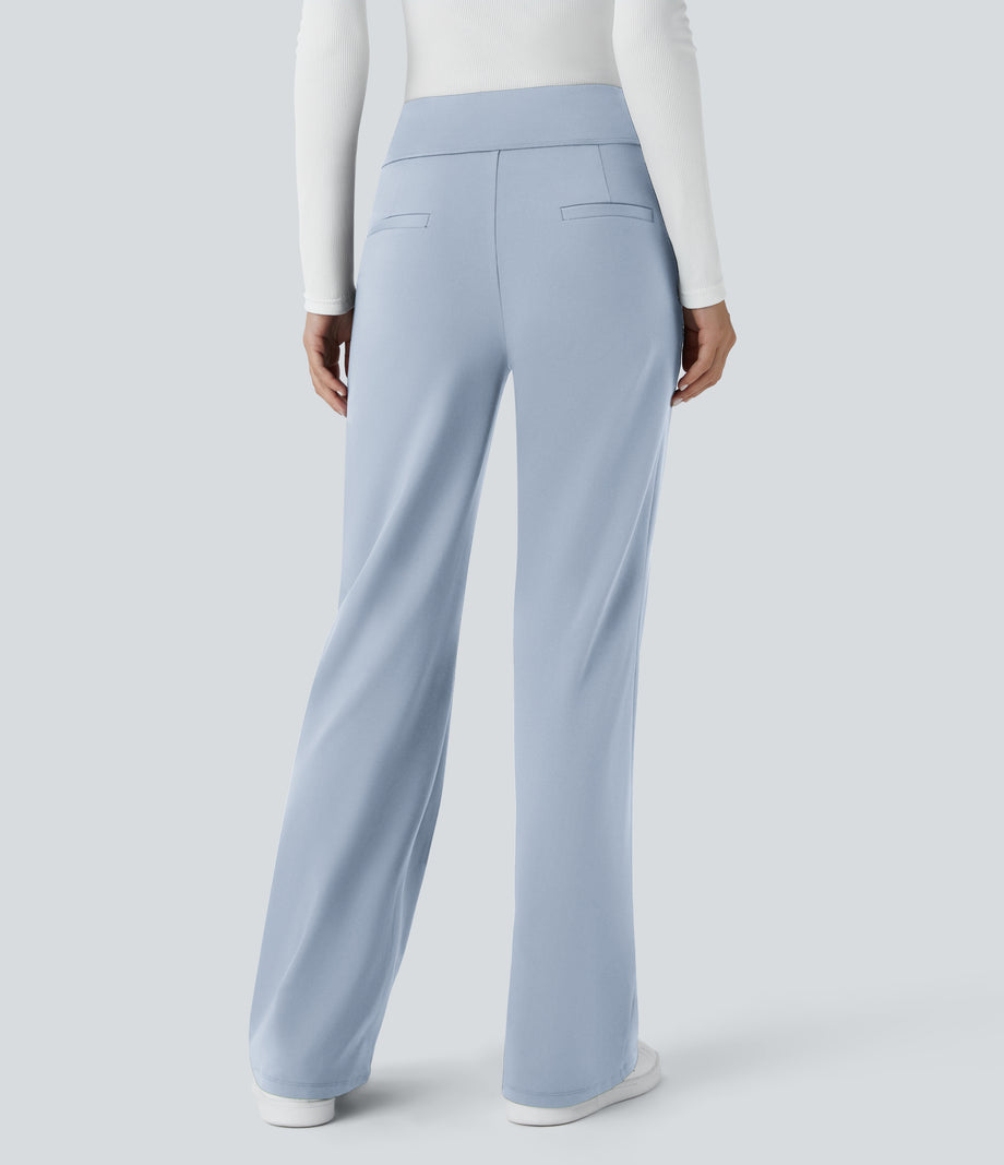 Halara Flex™ DayStretch Mid Rise Side Zipper Pocket Work Flare Pants - Baby Blue