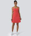 SoftlyZero™ Airy Cut Out 2-in-1 Pocket Cool Touch Longer Active Dress-UPF50+ - Poinsettia