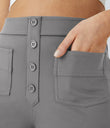 DayStretch High Waisted Pockets Straight Leg Casual Pants - Silent Storm