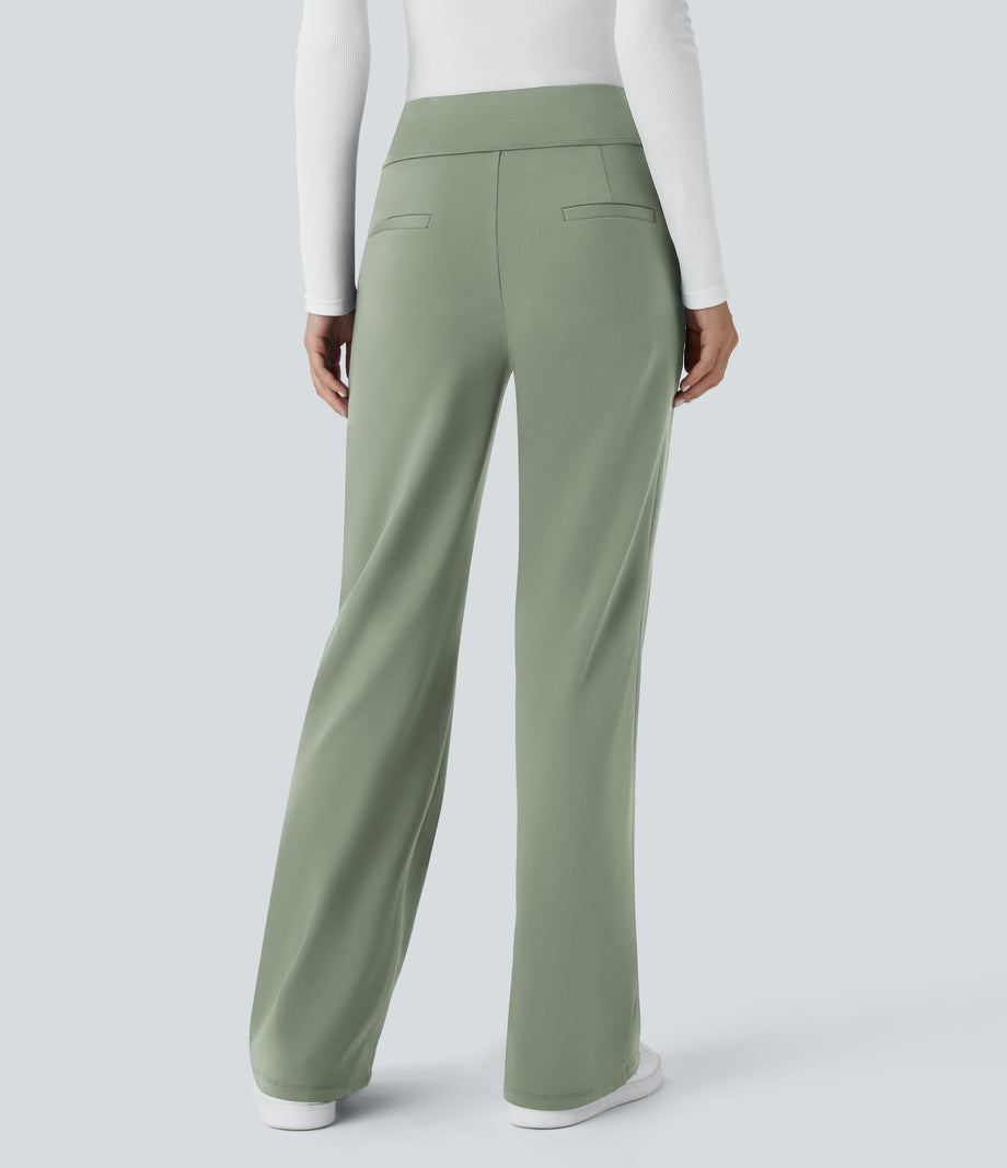 Halara Flex™ DayStretch Mid Rise Side Zipper Pocket Work Flare Pants - Asparagus