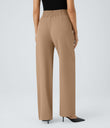 Halara Flex™ High Waisted Zipper Pocket Shirred Straight Leg Work Pants - Cartouche
