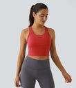 SoftlyZero™ Plush U Neck Racerback Cut Out Cropped Yoga Tank Top - Poinsettia