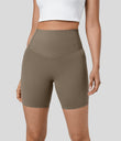 Halara UltraSculpt™ High Waisted Tummy Control Pocket Shaping Training Biker Shorts 7'' - Dawn Brown