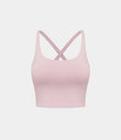 Crisscross Backless Built-in Bra Cropped Running Tank Top A-D Cups - Peachskin