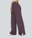 DayStretch Crossover Pocket Hem Wide Leg Yoga Pants-Smile - Dusky Evening purple