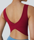 U Neck Crossover Barre Ballet Dance Tank Top A-D Cups - Scarlet Sage