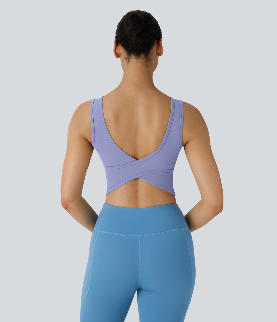 U Neck Crossover Barre Ballet Dance Tank Top A-D Cups - Baby Lavender