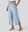 Breezeful™ High Waisted Crossover Quick Dry Resort Pants with Pockets - Ballad Blue