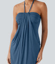 Halter Tie Back Mini Resort Dress with Pockets - Stellar