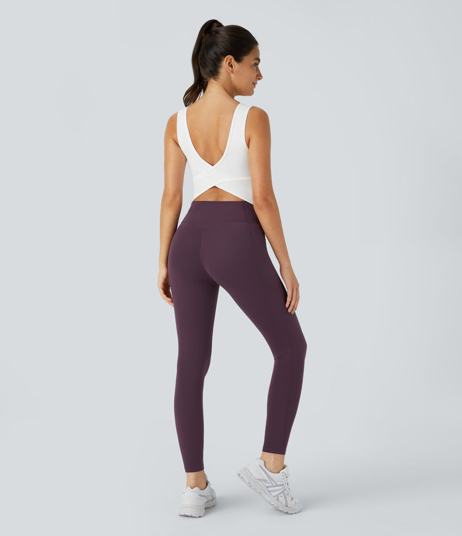 U Neck Crossover Barre Ballet Dance Tank Top A-D Cups - White
