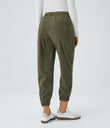 Mid Rise Zipper Pockets Corduroy Casual Joggers - Hazel Mist Green