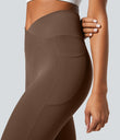 SoftlyZero™ Crossover Pocket Plain Leggings-UPF50+ - Soft Silt