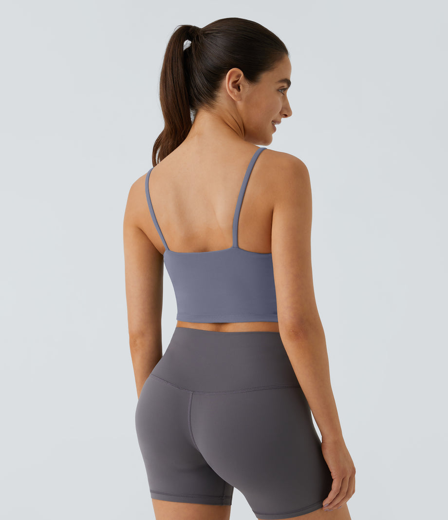 Basic Padded Workout Cropped Low Support Tank Top A-D Cups - Sweet Lavender