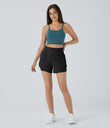 Breezeful™ Super High Waisted Curved Hem 2-in-1 Pocket Quick Dry Yoga Shorts 3.5'' - Black