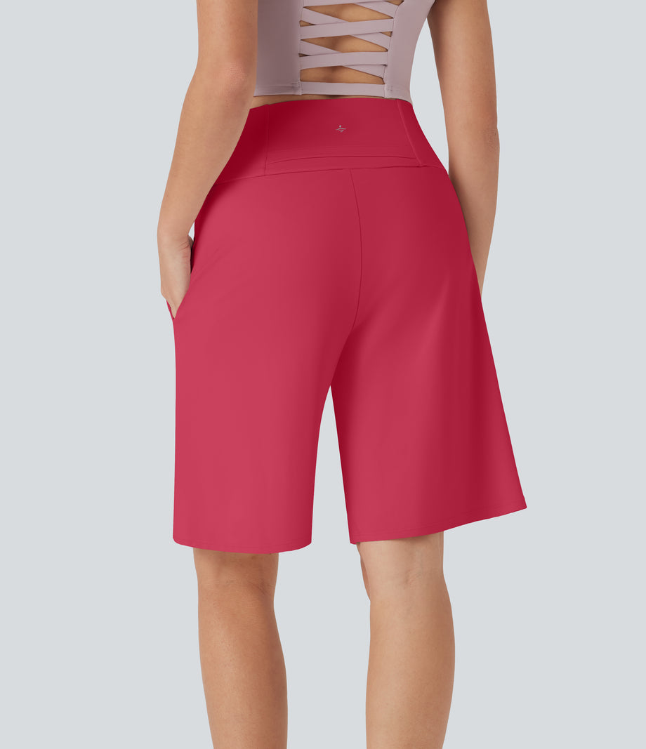 SoftlyZero™ Airy High Waisted Pockets Cool Touch Yoga Bermuda Shorts - Winterberry