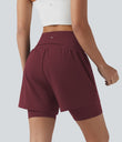 SoftlyZero™ Airy Super High Waisted 2-in-1 Cool Touch Yoga Shorts 7'' with Pockets - Zinfandel