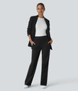 Halara Flex™ DayStretch Mid Rise Side Zipper Pocket Work Flare Pants - Black