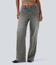 Halara Flex™ Mid Rise Straight Leg Casual Jeans with Pockets - Cool Gray Denim