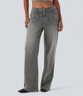 Halara Flex™ Mid Rise Straight Leg Casual Jeans with Pockets - Cool Gray Denim