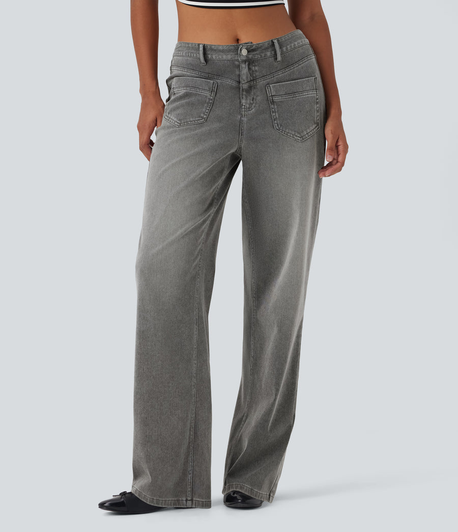 Celeste L'Amour Flex™ Mid Rise Straight Leg Casual Jeans with Pockets