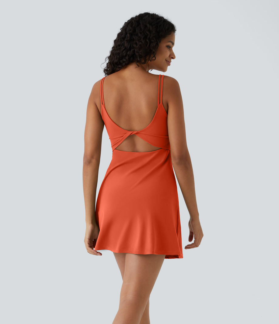 SoftlyZero™ Plush Double Straps 2-Piece Pocket Slip Dance Active Dress A-D Cups - Tigerlily