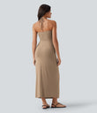 Halter Tie Back Maxi Dress with Pockets - Whisper White