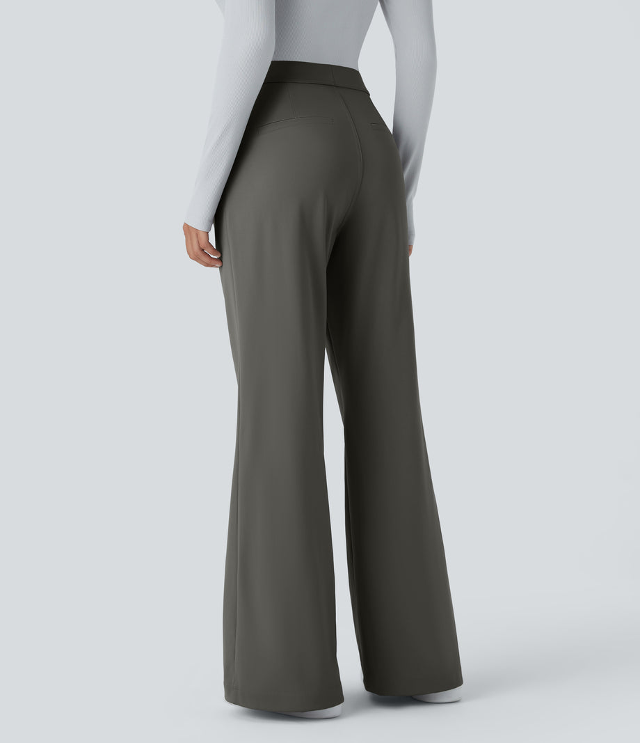 Halara Flex™ DayStretch High Waisted Pocket Work Flare Pants - Deep Red Grey