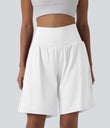 SoftlyZero™ Airy Super High Waisted 2-in-1 Cool Touch Yoga Shorts 9" with Pockets - White