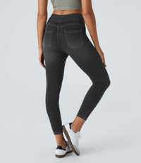 Halara Flex™ High Waisted Pockets Denim Casual Leggings - Carbon Paint Denim