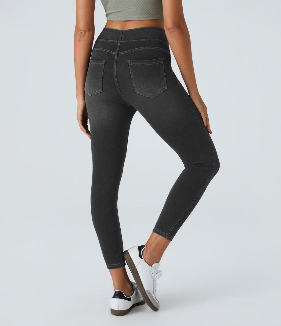 Halara Flex™ High Waisted Pockets Denim Casual Leggings - Carbon Paint Denim