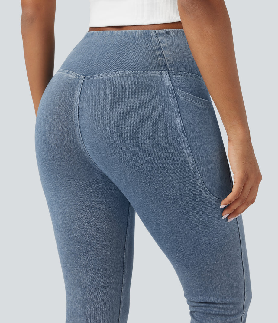 Halara Flex™ Crossover Pocket Washed Denim Work Leggings -  Blue Jasper Denim